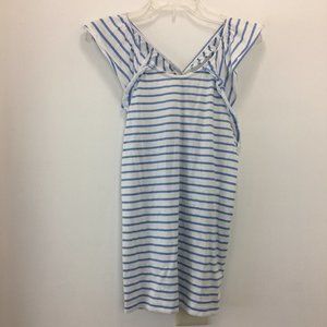 NEW 7 For All Mankind Womens Blue White Shirt Top  L